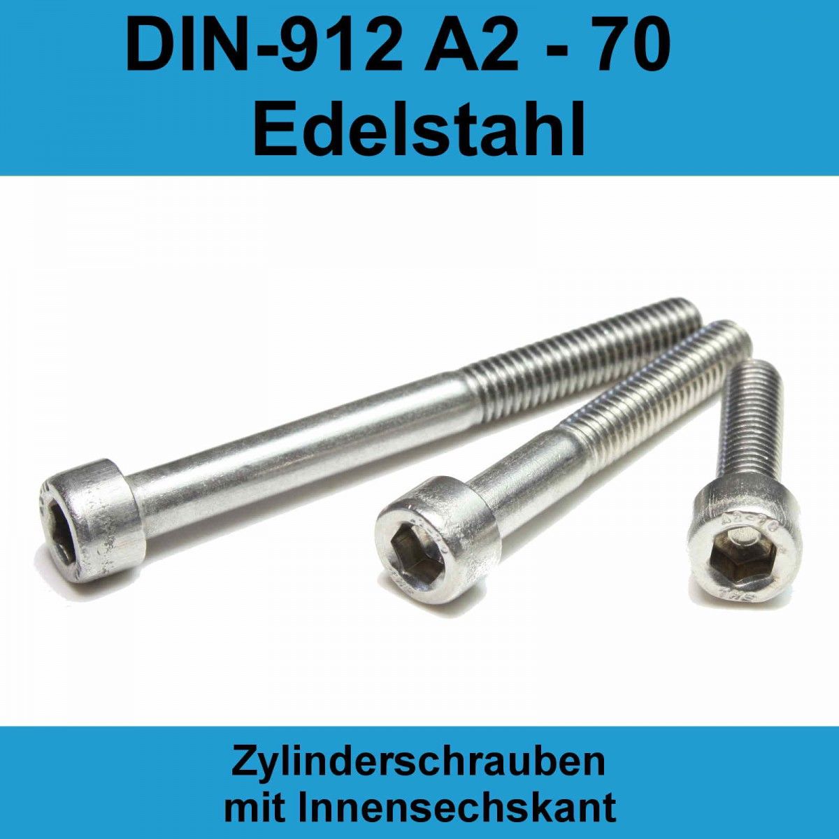 M12 DIN 912 Zylinderschraube Innensechskant Kopf Schrauben A2 Edelstahl V2A M12x